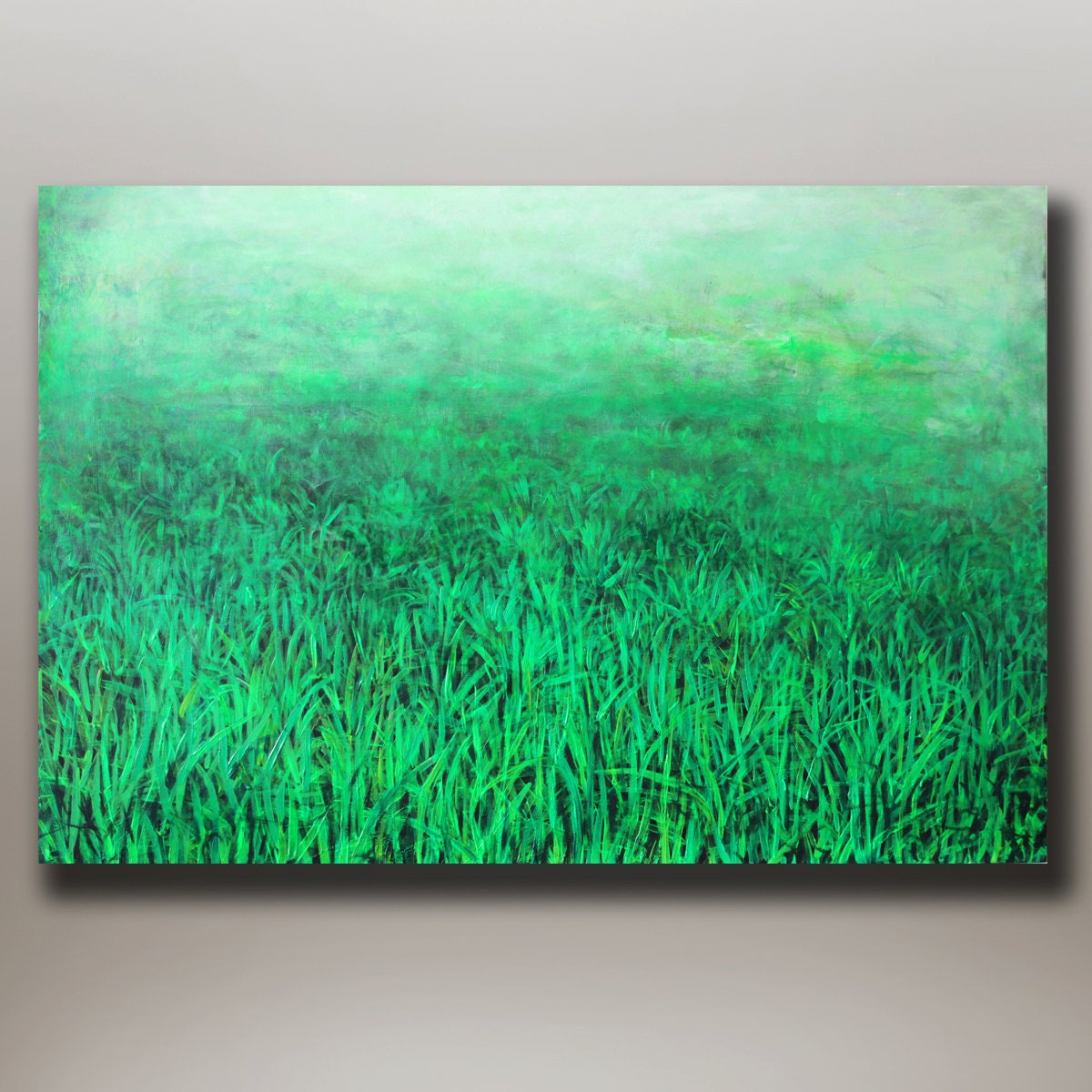 Acrylic grasses ORIGINAL 24x36 by ABSTRACT Green  PAINTING Grass painting ColorMind