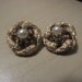 Vintage Unmarked Weiss Designer Gold Earrings Center Pearl, Chocolate Crystals, Clip style backs Now Only 5 USD