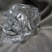 Vintage Clear Glass Crystal Skull Candle Holder or Paperweight Wicca, Heavy Metal, Goth, Voodoo, Halloween Collectible