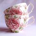 Vintage Rose Chintz Johnson Bros Teacups Set of 2 English Tea Cups
