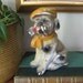 Vintage English Bulldog with Cap and Pipe - Carnival Chalkware