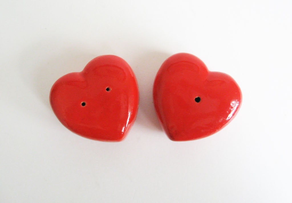 Vintage Heart Salt & Pepper Shakers for Valentine's Day