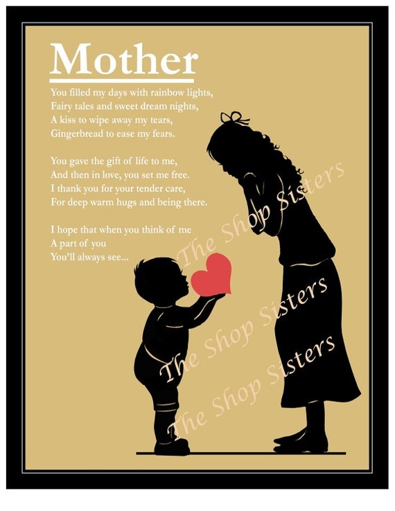 Items similar to Mother and Son Mother's Day Poem Heart