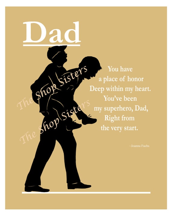 Items similar to Dad Father Son Father's Day Poem Silhouette Black 8x10