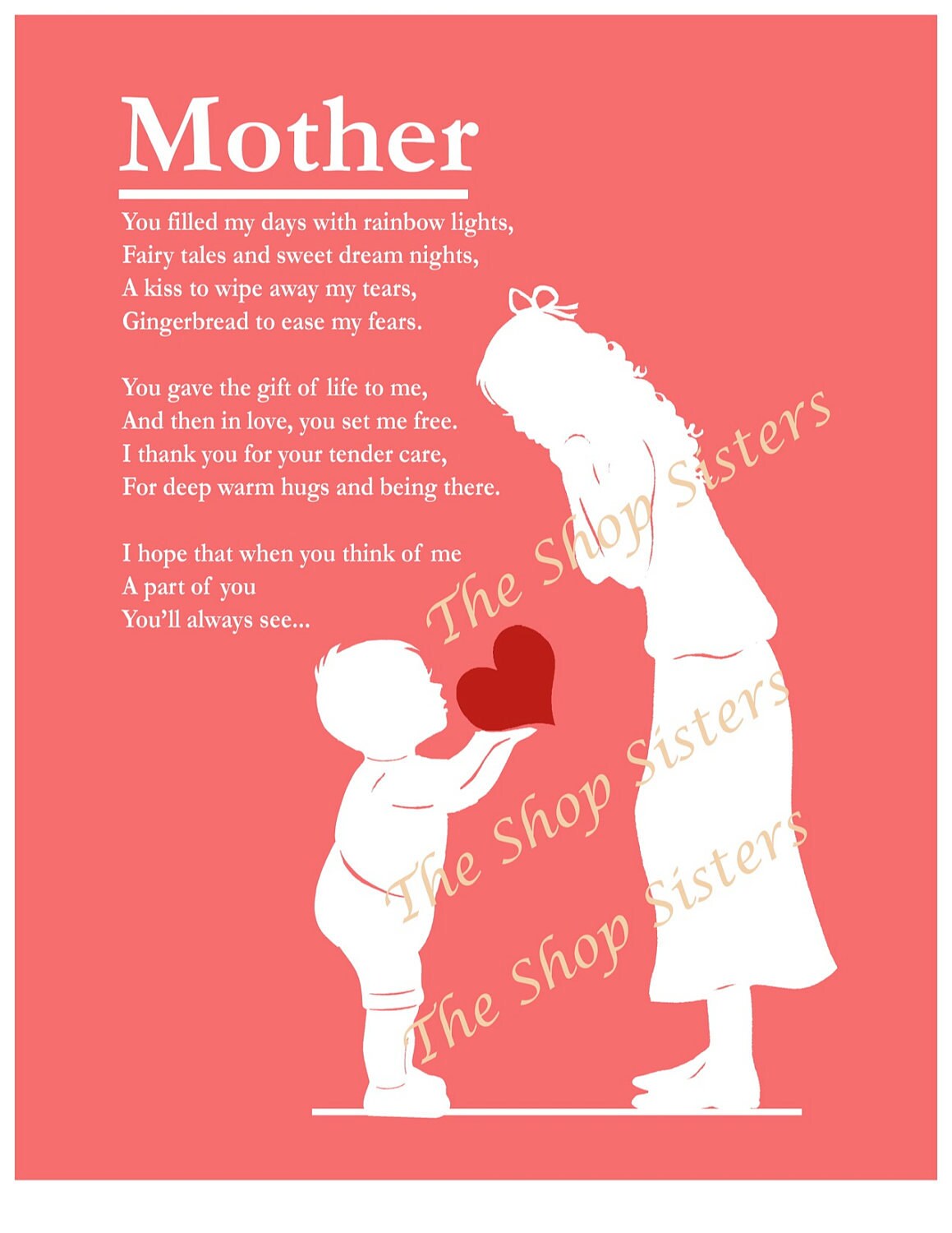 Mother's Day Mother and Son Poem Heart by TheShopSisters on Etsy