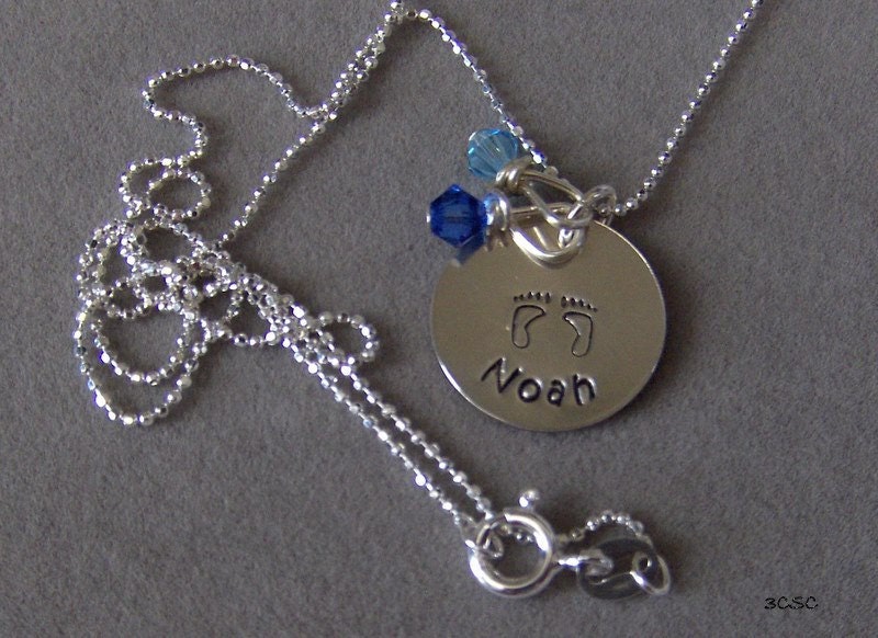 New Baby Boy Mothers Necklace in Sterling Silver wtih