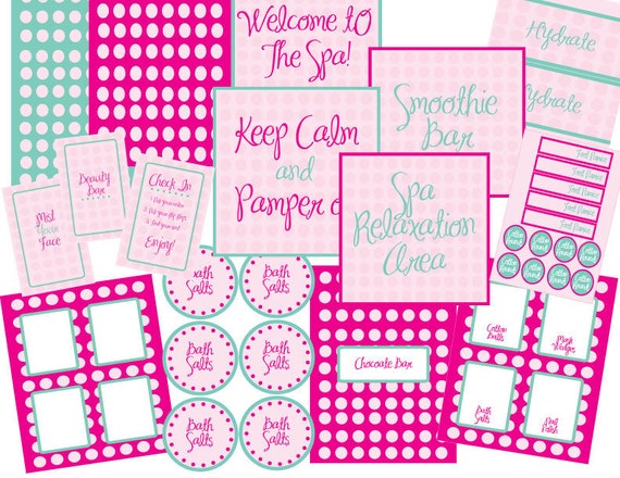 ON SALE- Limited Time- Spa Collection PDF Printable set featured on Hostess With The Mostess Party of Five Il_570xn