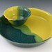 Clearance / Baking Dish / Chip and Dip / small bowl in yellow and blue glaze