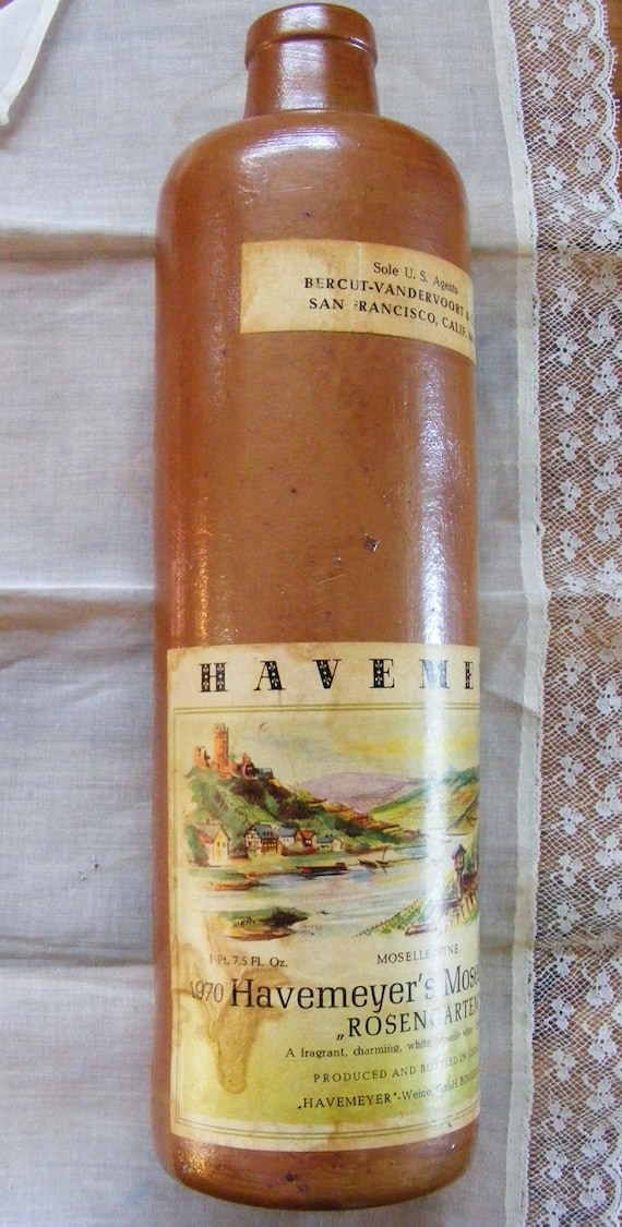 Vintage Stoneware German Wine Bottle