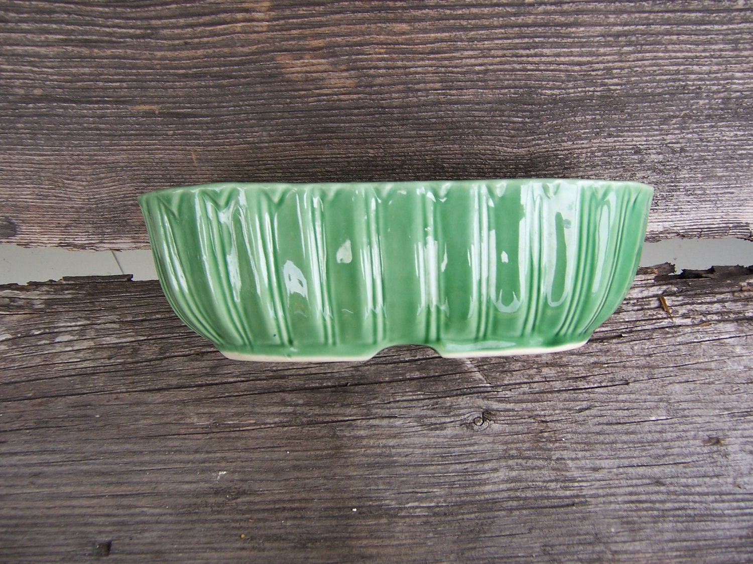 Vintage Spring Green Pottery Planter Pale Moss Green Art