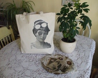Reusable grocery bag, gift bag, canvas tote, cotton tote, gym bag, commuter bag,