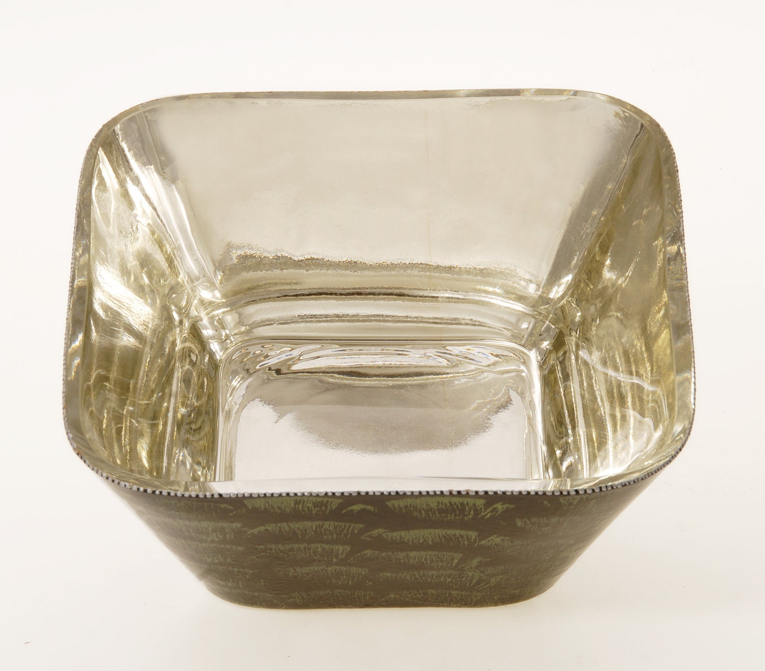 Gold Glass Bowl Large Square Glass Bowl in White Gold and