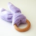 PURPLE minky wooden teething ring