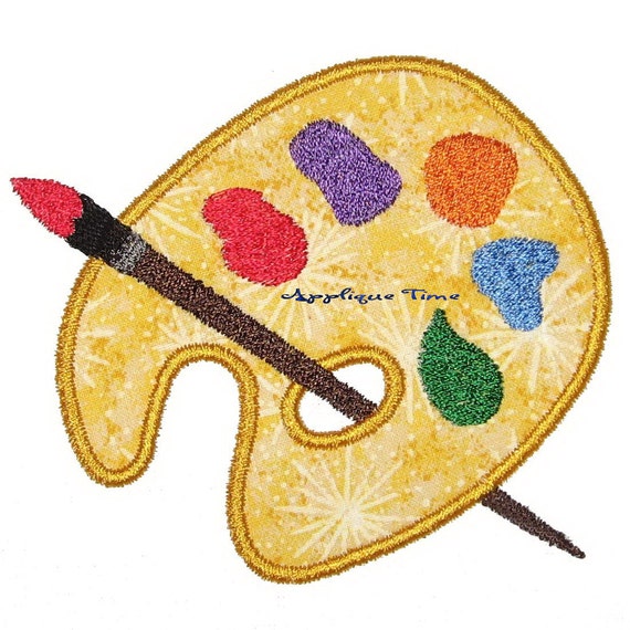Painter's Palette Machine Embroidery Applique Design 4x4