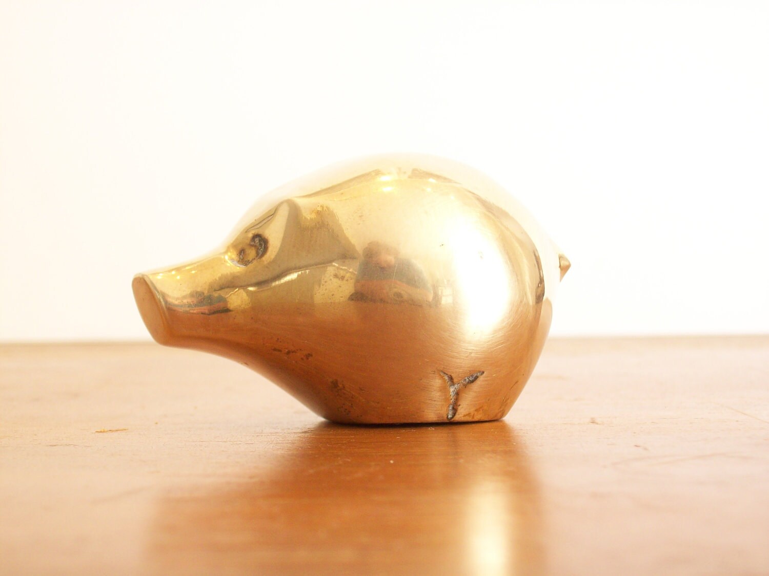 Modern Brass Pig Figurine Paperweight Vintage by tatterandfray
