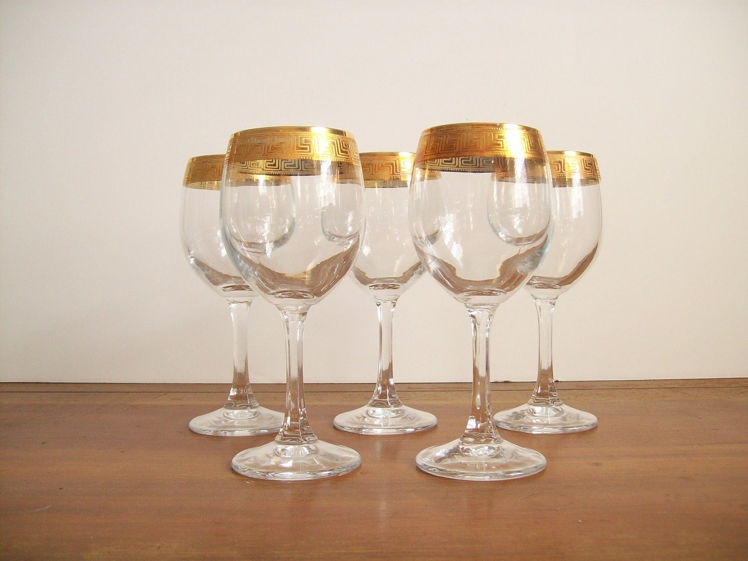 Gold Rimmed Wine Glasses Greek Key