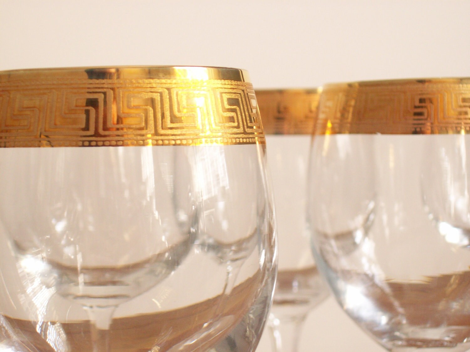 Gold Rimmed Wine Glasses Greek Key