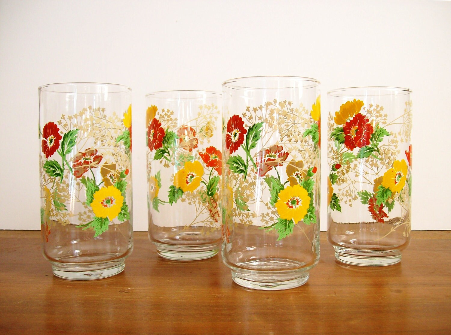 Mod Floral Glasses, Tumblers, Retro Glassware Haute Juice
