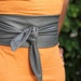 wide Leather belt / waist cincher Wide grey modern and stylish stone grey tie-around