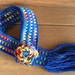 Womens Scarf Crochet Scarf Winter Fashion Accessories Women Neckwarmer in Royal Blue with detachable Crochet flower Pin