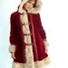 VTG 70s Santa Baby Faux Fur Jacket Mod Swing Coat with Hood S/M Winter Russian Princess