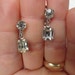 Vintage, Emerald Cut Rhinestone Dangle Earrings.