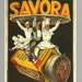 French wall hanging advertising food for SAVORA - cook, waiter 1920s