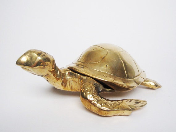 Brass Turtle With Operable Shell 5575