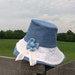 Sun Hat Women's Garden Hat Wide Brim Upcycled Denim Yard Work Gingham Lined Vintage Lace
