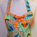 Apron Mandarin ORANGE Floral Couture, Designer AMY BUTLER, Pretty Party Hostess, Kitchen Gift