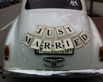Just Married Car Sign, Car Sign, Car Banner, Bridal Car sign