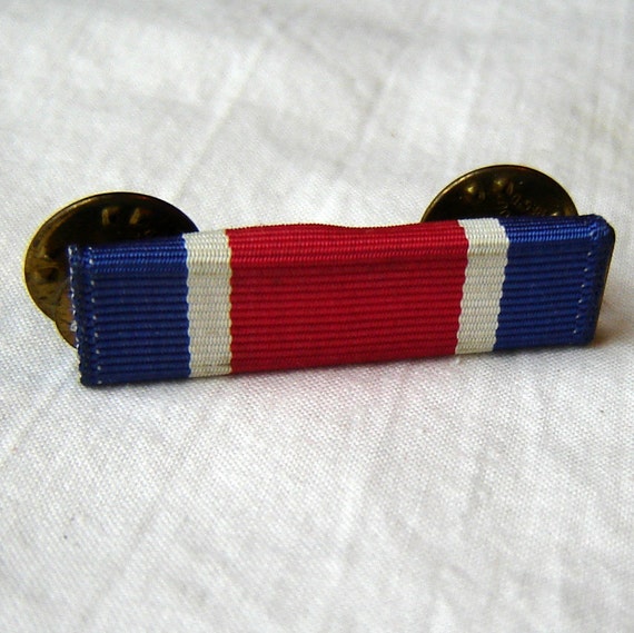Military Ribbon Pin Vintage Red White blue American armed