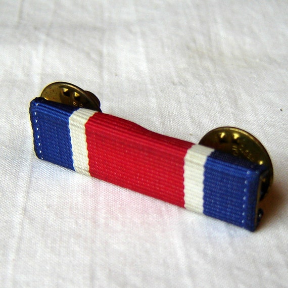 Military Ribbon Pin Vintage Red White blue American armed