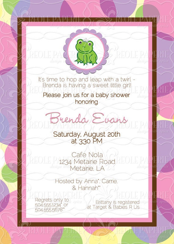 Frog Princess baby shower invitation by creolepaperie on Etsy