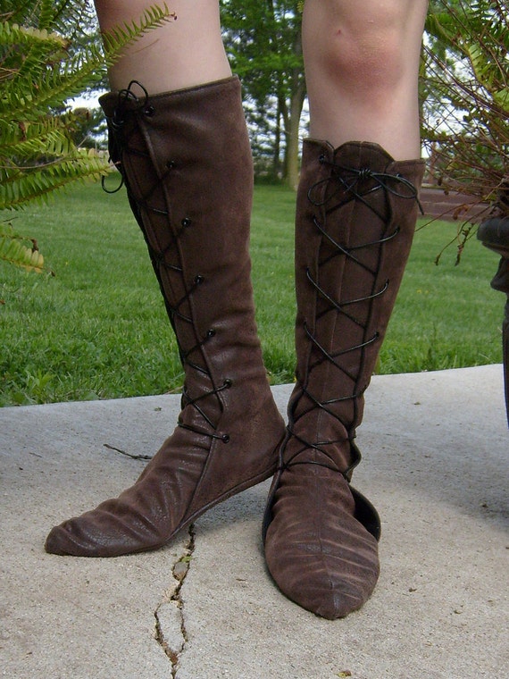 Tall Soft Leather Renaissance Boots New Optional Thick