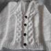 hand knitted boy's aran cardigan3 to 6 months in white