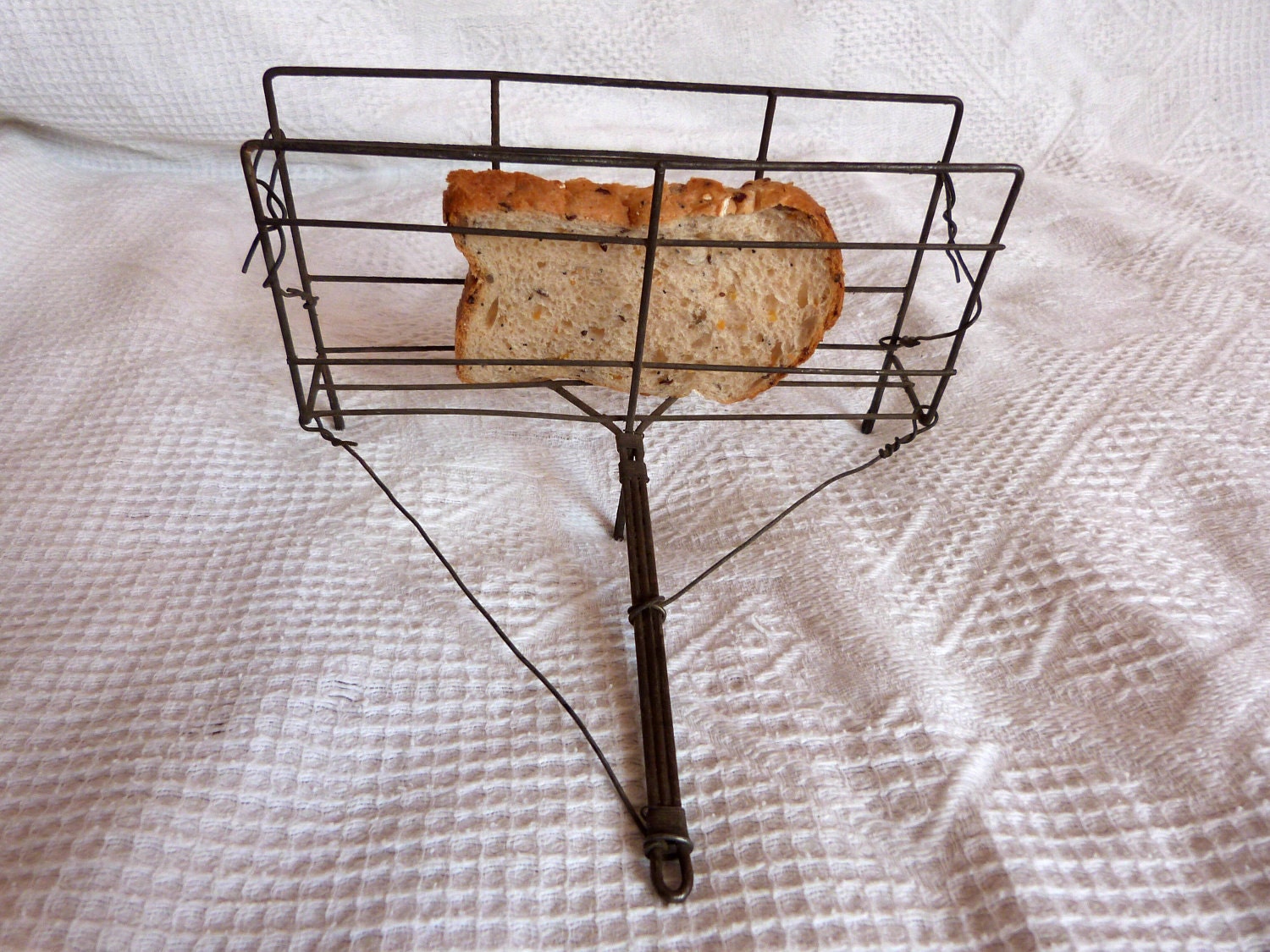 Antique French wire rustic bread toaster fireplace tool