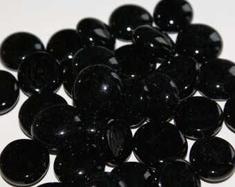 Black Gems, Nuggets, Flat Backed Mosaic Tiles/Glass/Cabochons 30 ct 3/4"