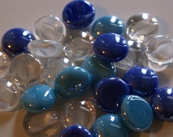 Electric Blue Collection of Gems, Nuggets, Flat Backed Mosaic Tiles/Glass/Cabochons 30 ct.