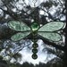 Green Glue Chip Textured Stained Glass Dragonfly Suncatcher 7" x 6"