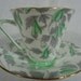 Royal Grafton tea cup with light green flower pods and dove gray leaves