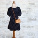 The Vintage Navy Polka Dots & Pleats Mini Dress XS or S