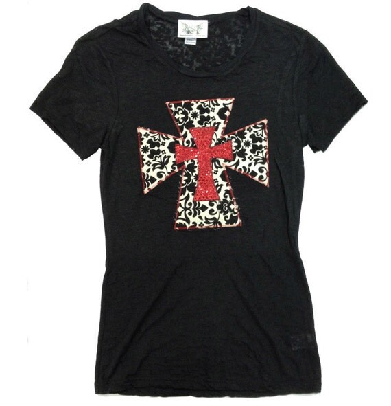 Items similar to Damask Shimmer Cross TShirt on Etsy