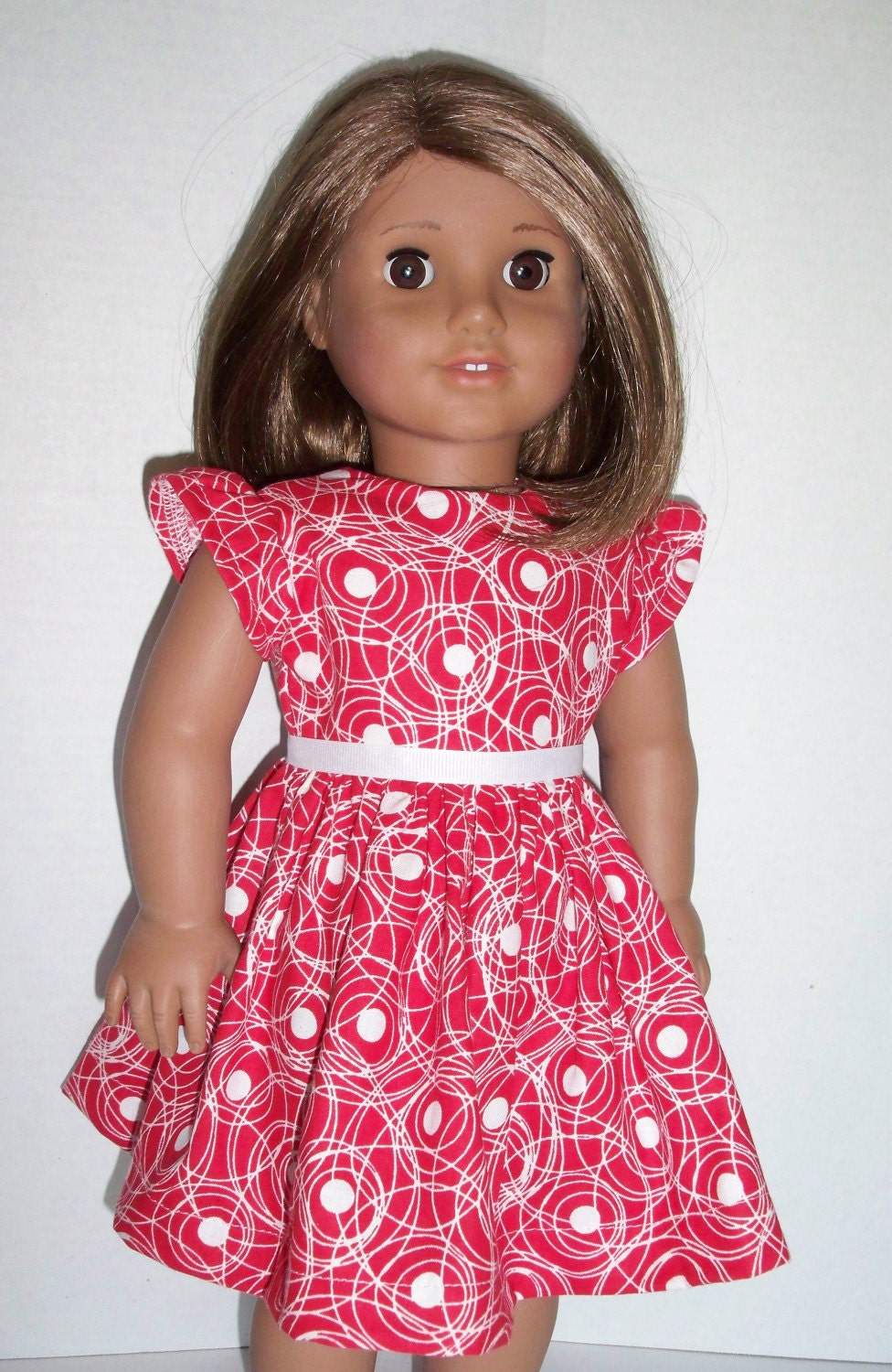 Pretty Red and White Dress American Girl Doll Clothes