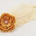 Ecru Flower & Feather Fascinator Hair Clip/Pin