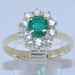 18K Yellow Gold Diamond & Emerald Halo Engagement Style Ring