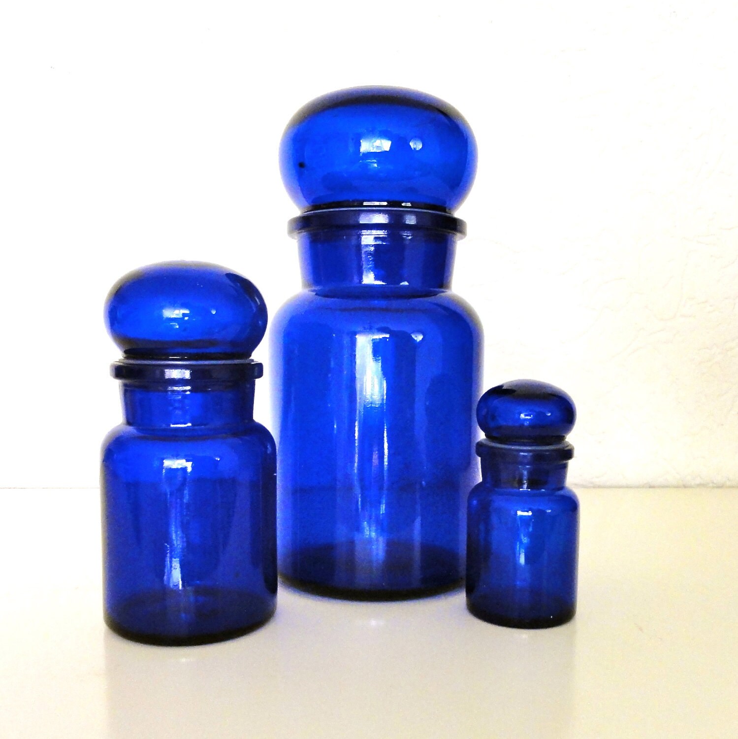 Cobalt Blue Glass Jars Glass Canisters Storage by oldamsterdam