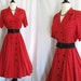 Vintage 1980s Liz Claiborne Red Dress with Black Print Size S