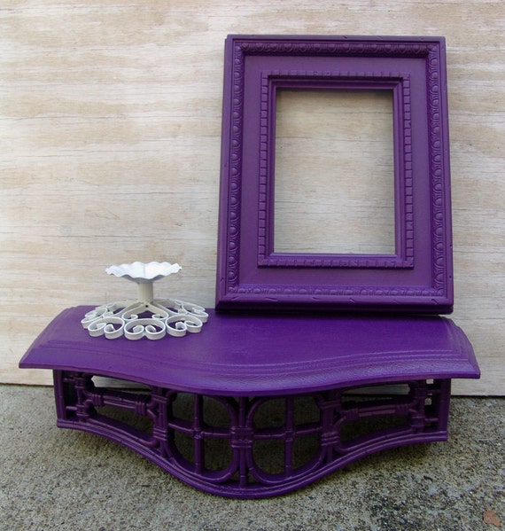 Purple Wall Shelf Frame candle holder set by SimplyShabby2Chic on Shelves For Candle Displays id=50901