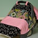 Baby Girl Car Seat "COVER ME" CANOPY Blanket - Modern Boutique Infant Tent Cover w/ Rings & Snap - Warm and Cozy Minky Fleece Lining